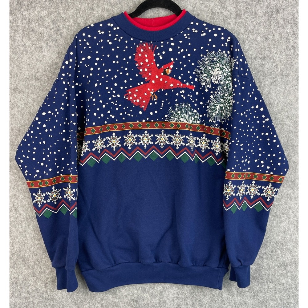 VTG Artisans Sunschein Designs Sweatshirt Womens L XL Bird Snowflake Winter USA